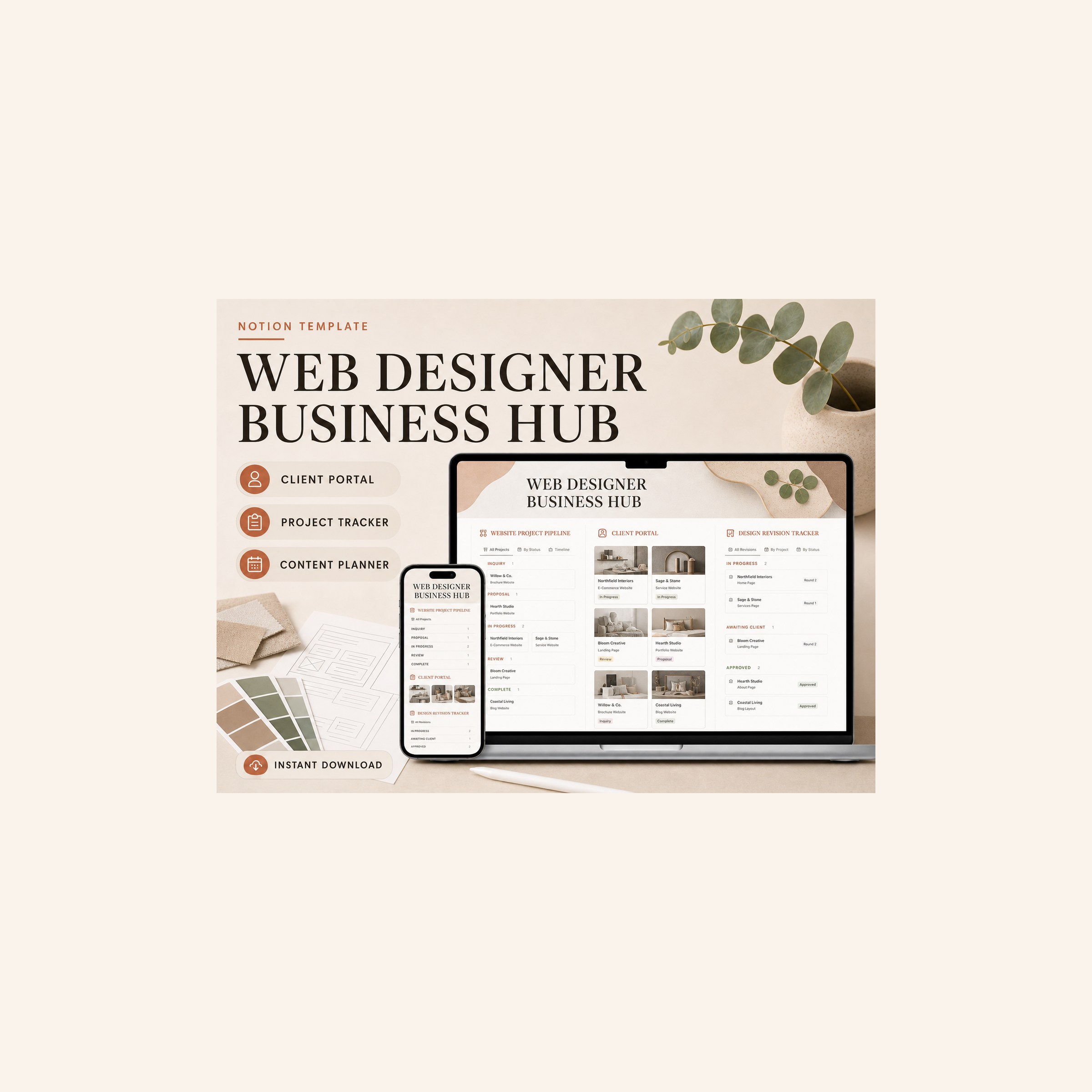 Web Designer Business Hub Notion template dashboards